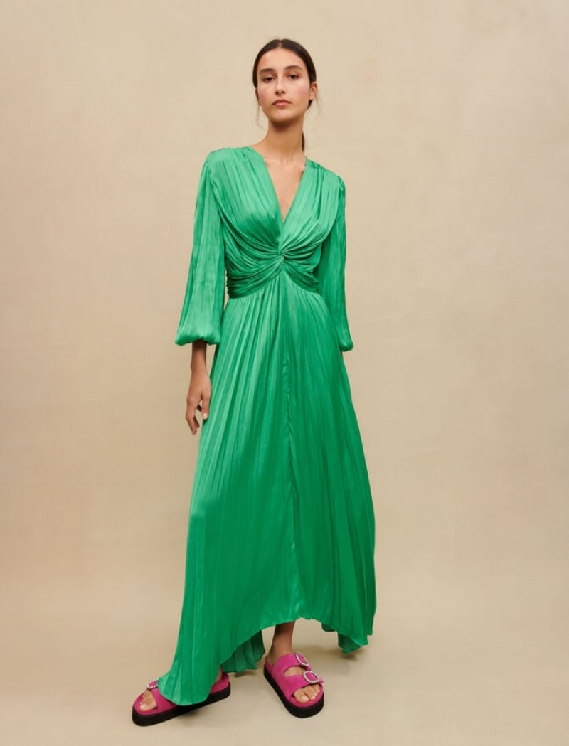 Maje Draped Satiny Jurken Dames Groen | LHJOTRA-95